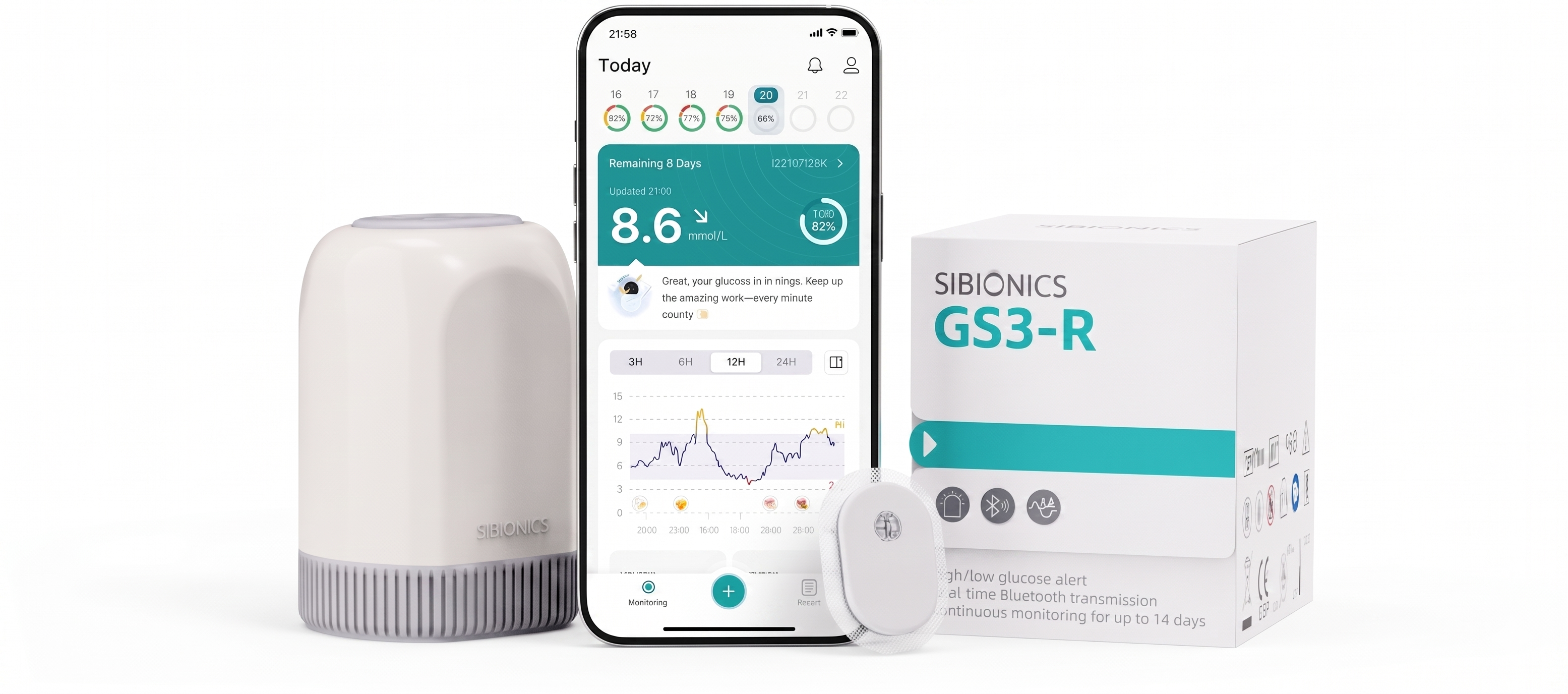 Sibionics GS3-R Continuous Glucose Monitor (CGM)